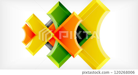 Arrow with round elements. Color geometric shapes background. Vector Illustration For Wallpaper, Banner, Background, Card, Book Illustration, landing page Arrow with round elements. Color geometric shapes background. Vector Illustration For Wallpaper, Banner, Background, Card, Book Illustration, landing page 120268006