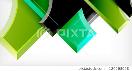 Square, arrow shapes with round elements Vector Illustration For Wallpaper, Banner, Background, Card, Book Illustration, landing page 120268038