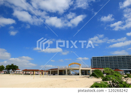 Beach with resort hotel Beach with resort hotel 120268242