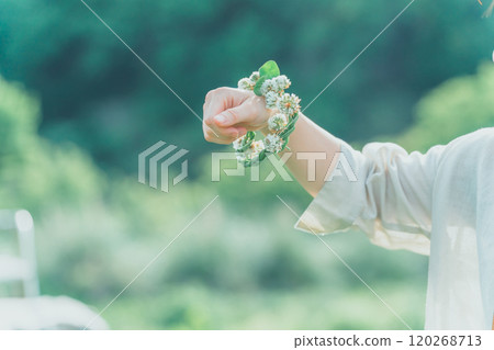 白色三葉草手鍊（花環） 120268713