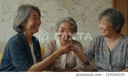 Senior friends having a fun conversation Senior friends having a fun conversation 120269105