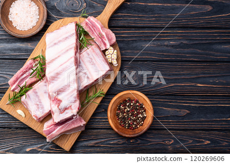 Raw Pork ribs photography . Top view Raw Pork ribs photography . Top view 120269606