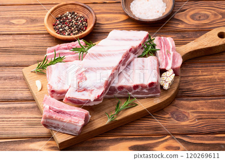 Raw Pork ribs photography . Top view 120269611
