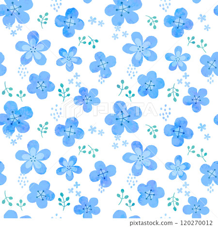 Scandinavian style floral seamless pattern (light blue) 120270012