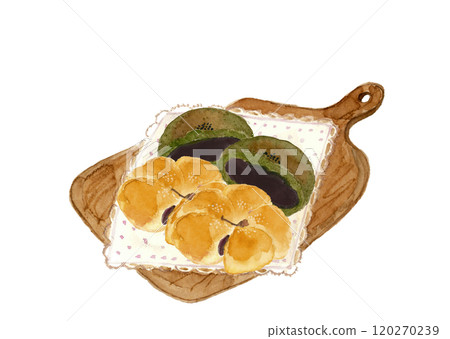 水彩畫白色背景透明背景上的托盤上兩種安潘的插圖 120270239