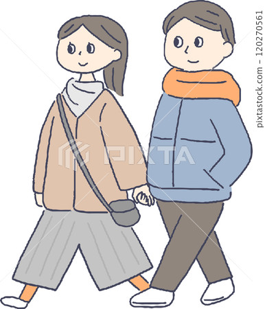 A couple walking hand in hand 120270561