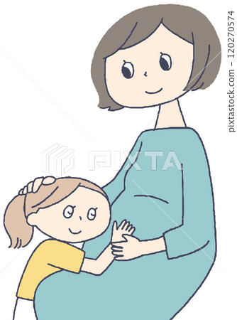 Pregnant woman mother and girl 120270574