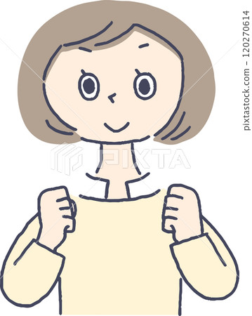 A woman doing a guts pose 120270614