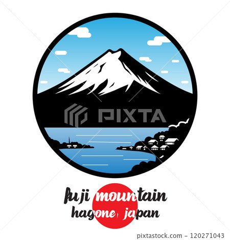 Circle Icon Fuji Mountain. Vector Illustration Circle Icon Fuji Mountain. Vector Illustration 120271043