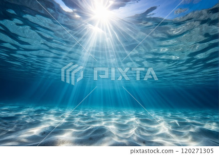 Sunlight Beaming Through Clear Ocean Water Sunlight Beaming Through Clear Ocean Water 120271305