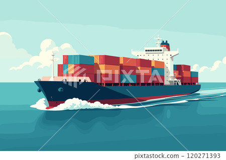 Cargo Ship Transporting Colorful Containers Across the Ocean 120271393