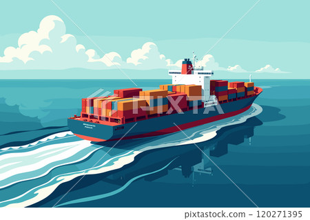 Cargo Ship Transporting Colorful Containers Across the Ocean Cargo Ship Transporting Colorful Containers Across the Ocean 120271395