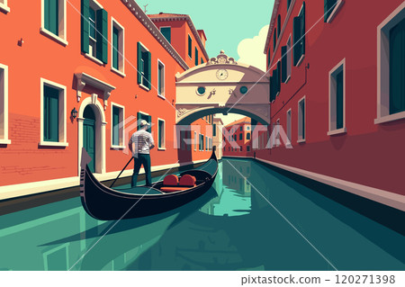 Gondola Ride Through Venice Canal Under Historic Bridge Gondola Ride Through Venice Canal Under Historic Bridge 120271398