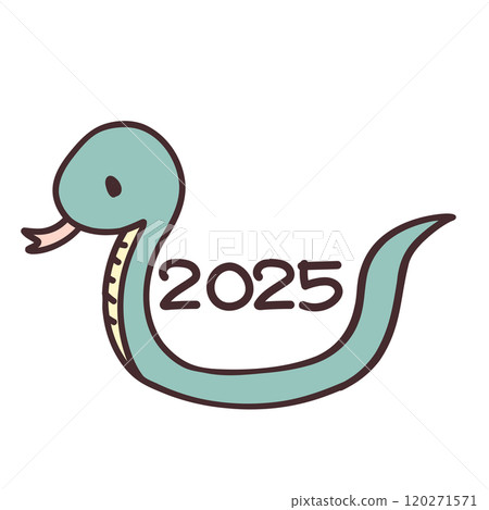 Cute snake and 2025 stamp style Cute snake and 2025 stamp style 120271571