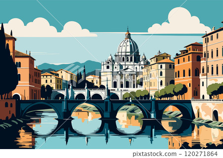 Digital illustration of Rome cityscape 120271864