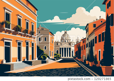 Digital illustration of Rome cityscape Digital illustration of Rome cityscape 120271865