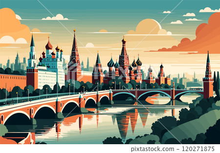 Digital illustration of Moscow cityscape Digital illustration of Moscow cityscape 120271875