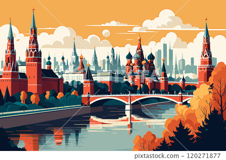 Digital illustration of Moscow cityscape Digital illustration of Moscow cityscape 120271877