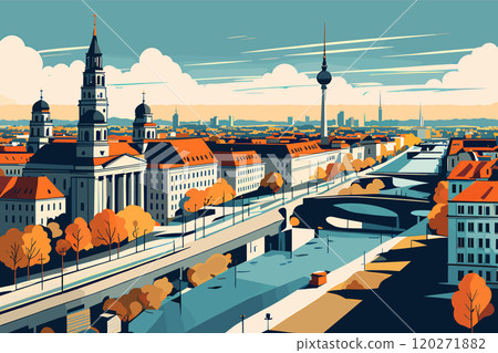 Digital illustration of Berlin cityscape 120271882
