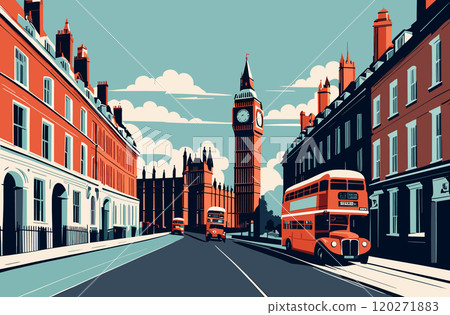 Digital illustration of London cityscape 120271883