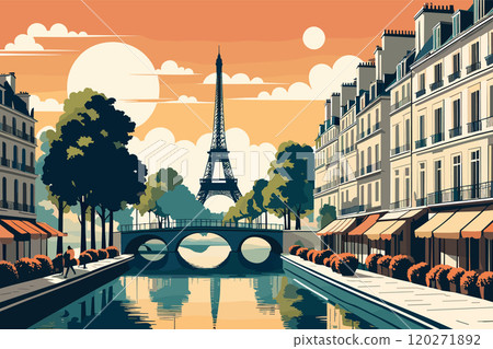 Digital illustration of Paris cityscape Digital illustration of Paris cityscape 120271892
