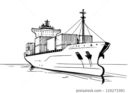 Large Cargo Ship Carrying Containers on the Ocean Large Cargo Ship Carrying Containers on the Ocean 120271991