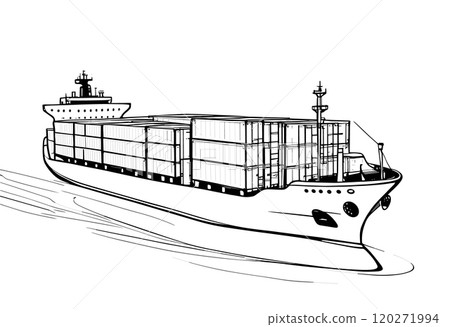 Large Cargo Ship Carrying Containers on the Ocean Large Cargo Ship Carrying Containers on the Ocean 120271994