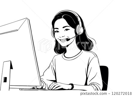 Smiling Female Customer Service Representative at Workstation Smiling Female Customer Service Representative at Workstation 120272018