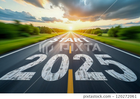 Start of 2025 on Open Road Toward Sunrise 120272061