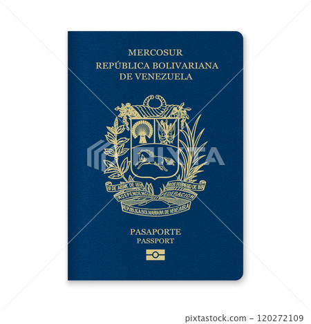 Venezuela Passport Cover with Gold Emblem and Text Venezuela Passport Cover with Gold Emblem and Text 120272109