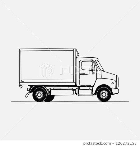 Minimalist Line Art of a Large Semi-Truck in Motion Minimalist Line Art of a Large Semi-Truck in Motion 120272155