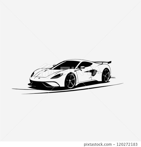 Minimalist Line Art of a Sleek Sports Car in Motion Minimalist Line Art of a Sleek Sports Car in Motion 120272183