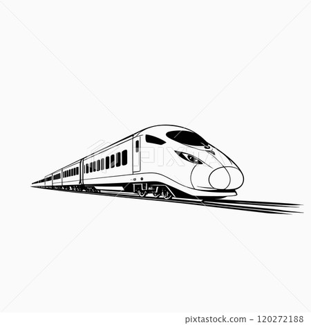 Minimalist Line Art of a High-Speed Train on Tracks 120272188