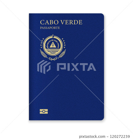 Cape Verde Passport Cover with Gold Emblem and Text 120272239