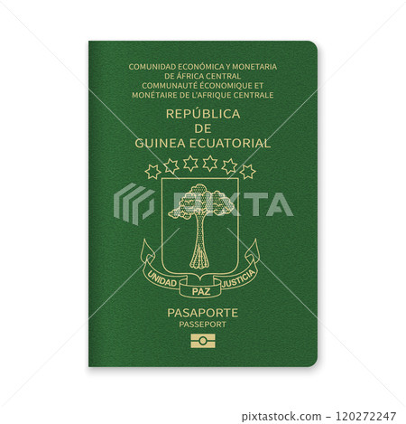 Equatorial Guinea Passport Cover with Gold Emblem and Text 120272247