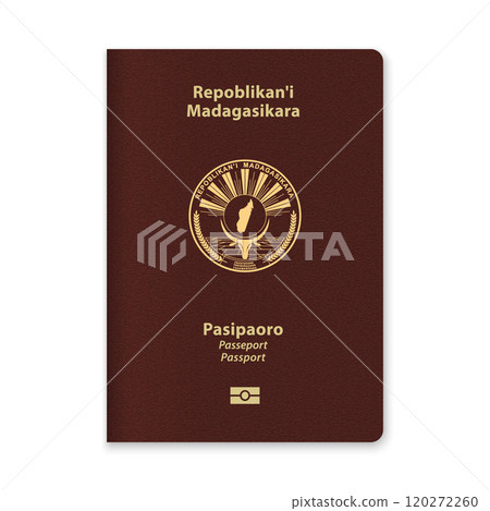 Madagascar Passport Cover with Gold Emblem and Text Madagascar Passport Cover with Gold Emblem and Text 120272260