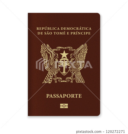 Sao Tome and Principe Passport Cover with Gold Emblem and Text Sao Tome and Principe Passport Cover with Gold Emblem and Text 120272271