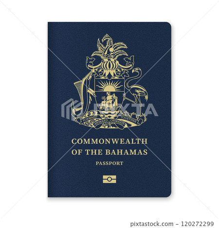 Bahamas Passport Cover with Gold Emblem and Text Bahamas Passport Cover with Gold Emblem and Text 120272299