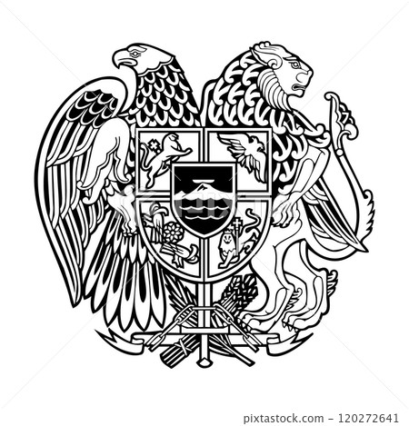 Armenia National Emblem Black and White Coat of Arms Armenia National Emblem Black and White Coat of Arms 120272641