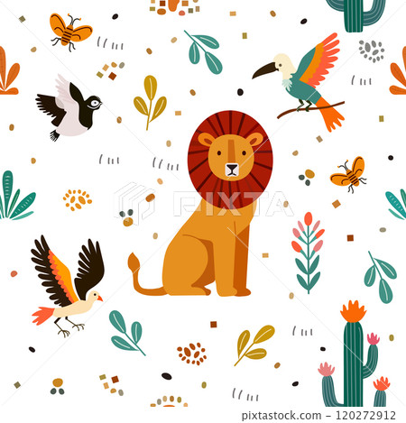 Childish Babies Pattern Animal Plant Zoo Safari Childish Babies Pattern Animal Plant Zoo Safari 120272912