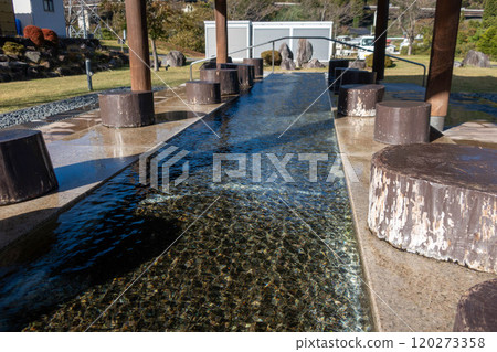 Footbath at Azumakyo Roadside Station, Gunma Prefecture Footbath at Azumakyo Roadside Station, Gunma Prefecture 120273358