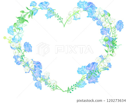 Blue sweet pea heart frame Blue sweet pea heart frame 120273634