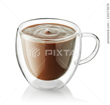 hot chocolate in glass cup isolated on white 120273678