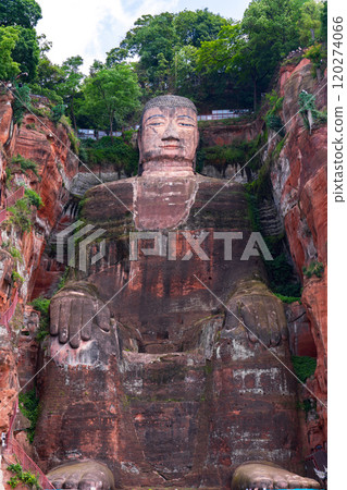 The Giant Leshan Buddha, in the southern part of Sichuan, China, near the city of Leshan, is the biggest and tallest stone Buddha statue in the world 120274066