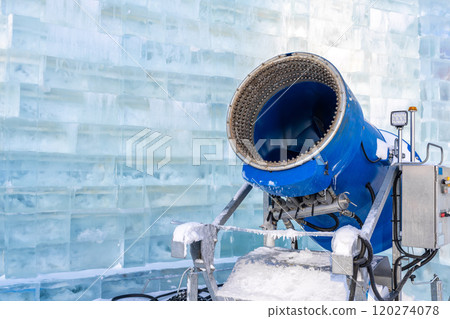 Snow making machine in the snow field 120274078