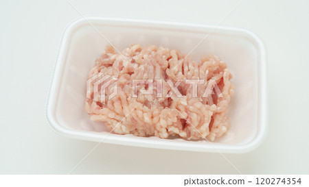 Chicken thighs (minced meat) on a food tray Chicken thighs (minced meat) on a food tray 120274354