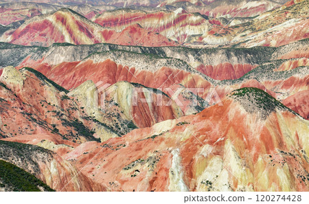Rainbow hills scenic area of Zhangye National Geopark in Zhangye town, Gansu, China 120274428