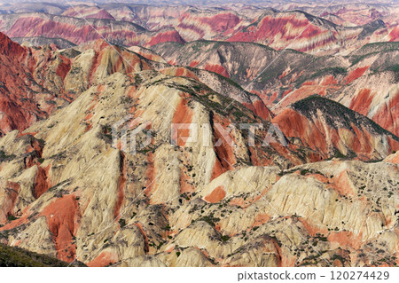 Rainbow hills scenic area of Zhangye National Geopark in Zhangye town, Gansu, China Rainbow hills scenic area of Zhangye National Geopark in Zhangye town, Gansu, China 120274429