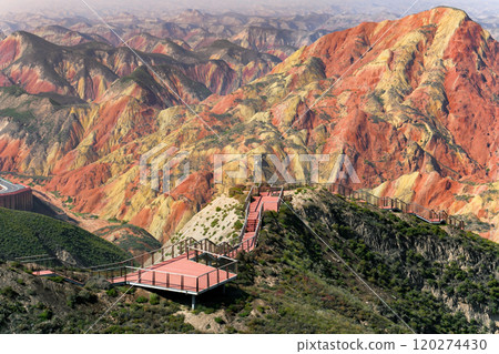 Rainbow hills scenic area of Zhangye National Geopark in Zhangye town, Gansu, China 120274430