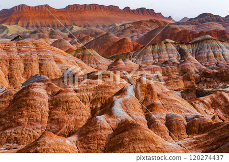 Rainbow hills scenic area of Zhangye National Geopark in Zhangye town, Gansu, China Rainbow hills scenic area of Zhangye National Geopark in Zhangye town, Gansu, China 120274437